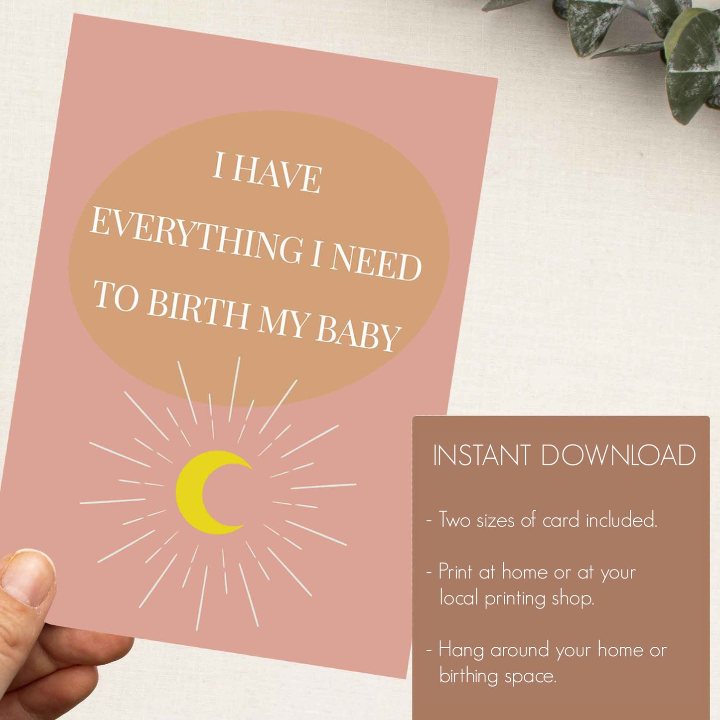 32 Printable Boho Birth Affirmation Cards - Digital Download (PDF)