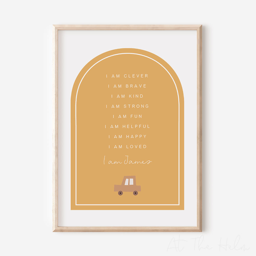 Children's Personalised Affirmation Plaque Print - Vehicles