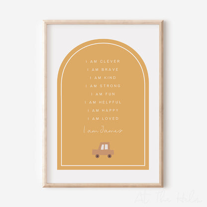 Children's Personalised Affirmation Plaque Print - Vehicles