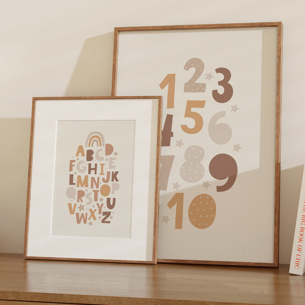 Children's Neutral Toned Alphabet Print - Nursery Wall Art - At The Helm NZ