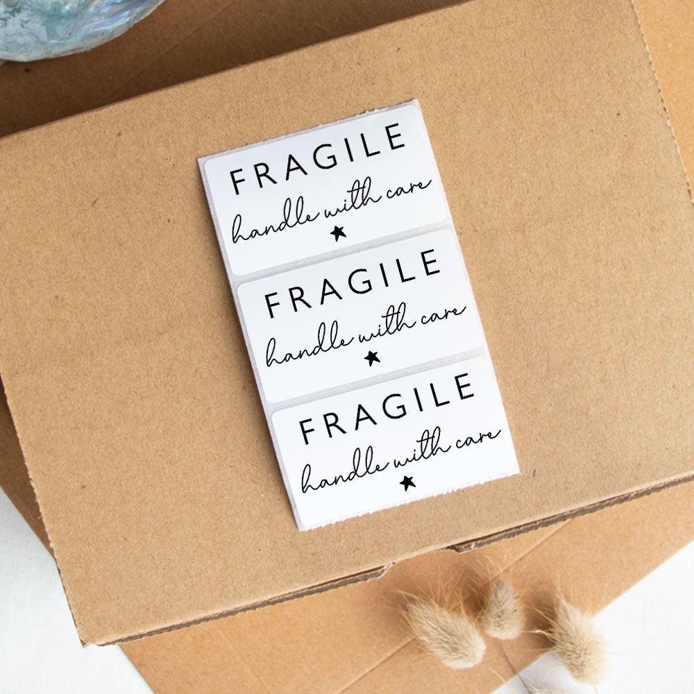 Fragile Handle With Care Postage Courier Stickers - At The Helm NZ