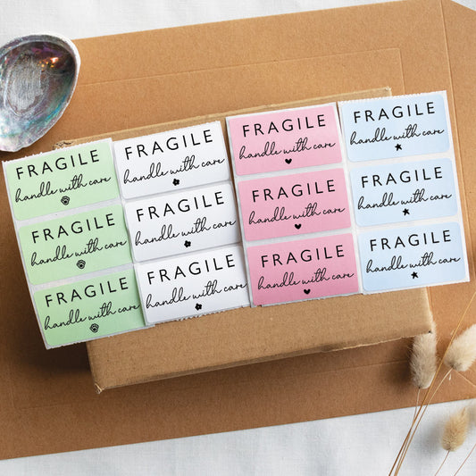 Fragile Handle With Care Postage Courier Stickers - At The Helm NZ