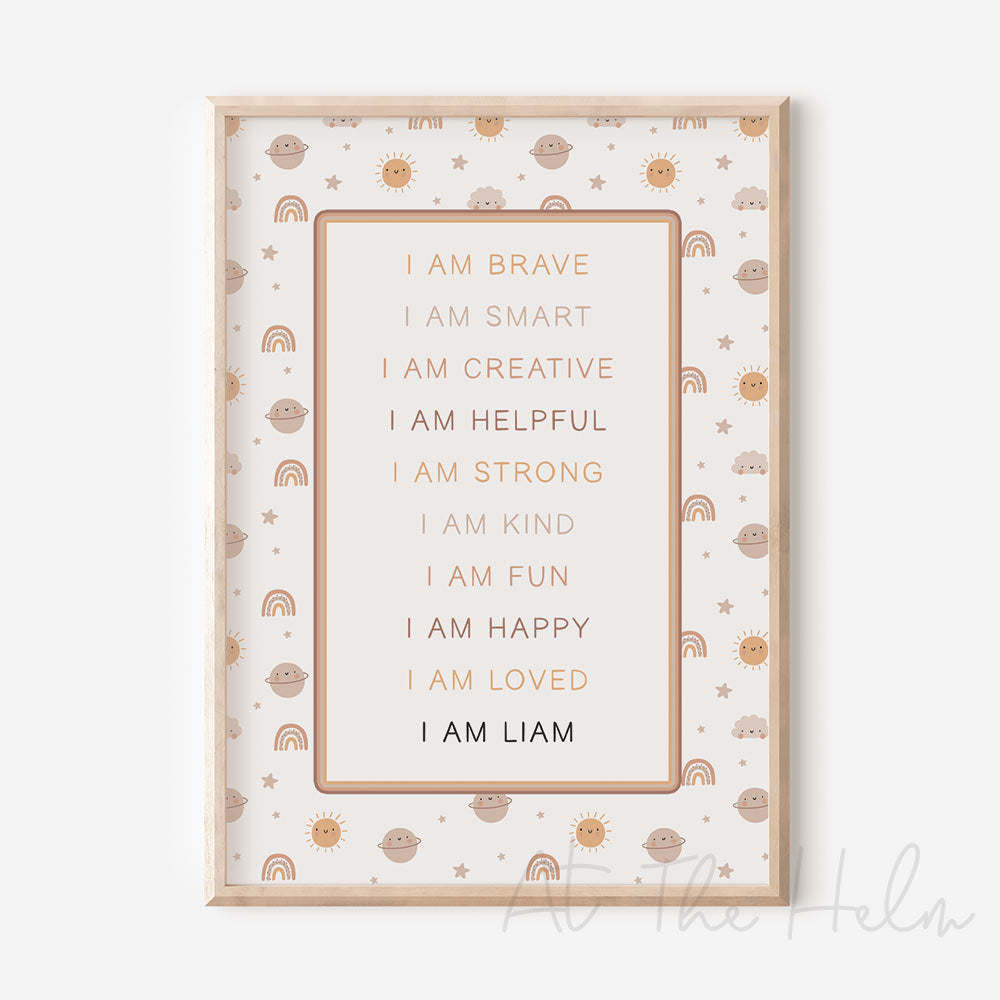 Children's Bright Skies Personalised Affirmation Print