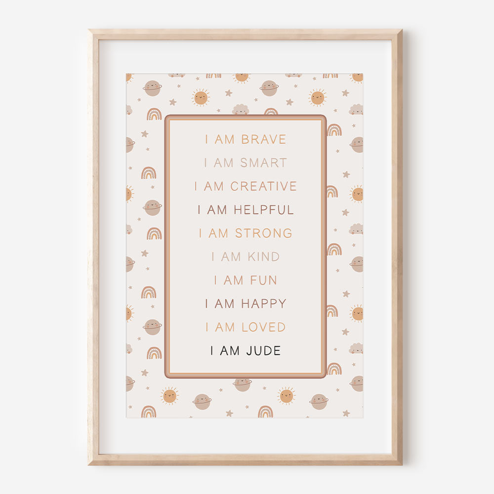 Children's Bright Skies Personalised Affirmation Print