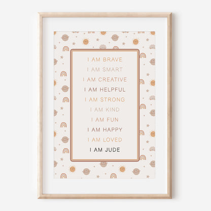 Children's Bright Skies Personalised Affirmation Print