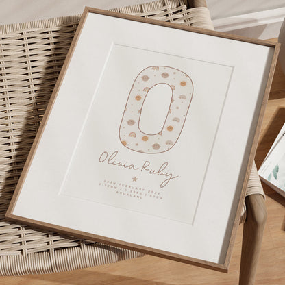 Gender Neutral Sunshine Birth Detail Print - At the Helm NZ