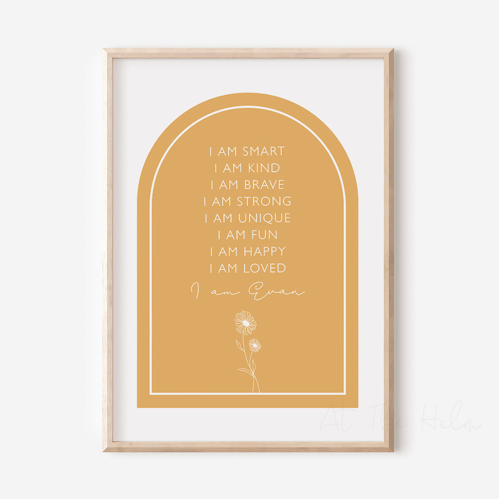 Children's Personalised Affirmation Print - Birth Flower - At The Helm