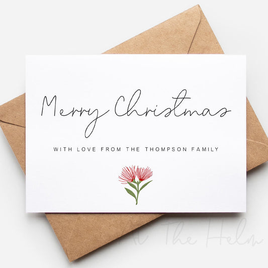 Personalised Pōhutukawa Christmas Card