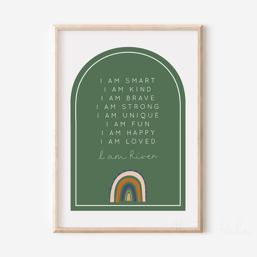 Rainbow Affirmation Plaque Print - Green - Children's Wall Art Prints - At The Helm NZ