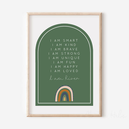 Rainbow Affirmation Plaque Print - Green - Children's Wall Art Prints - At The Helm NZ