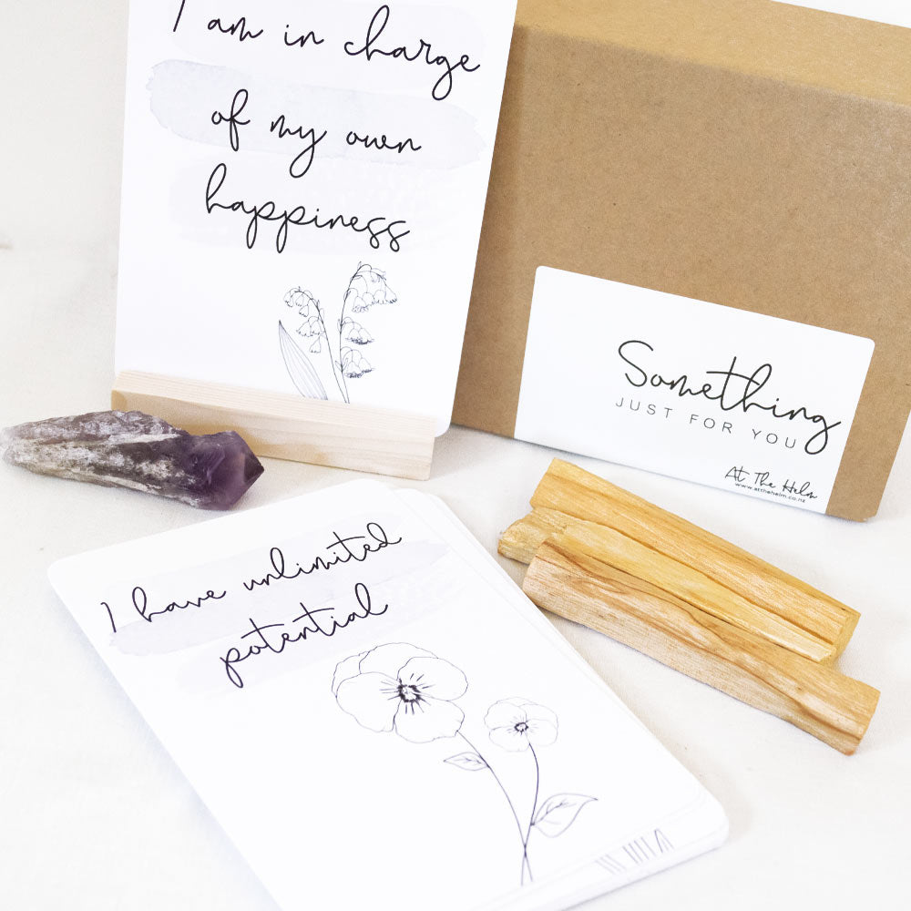 Self Care Affirmation Gift Set With Amethyst and Palo Santo - At The Helm NZ