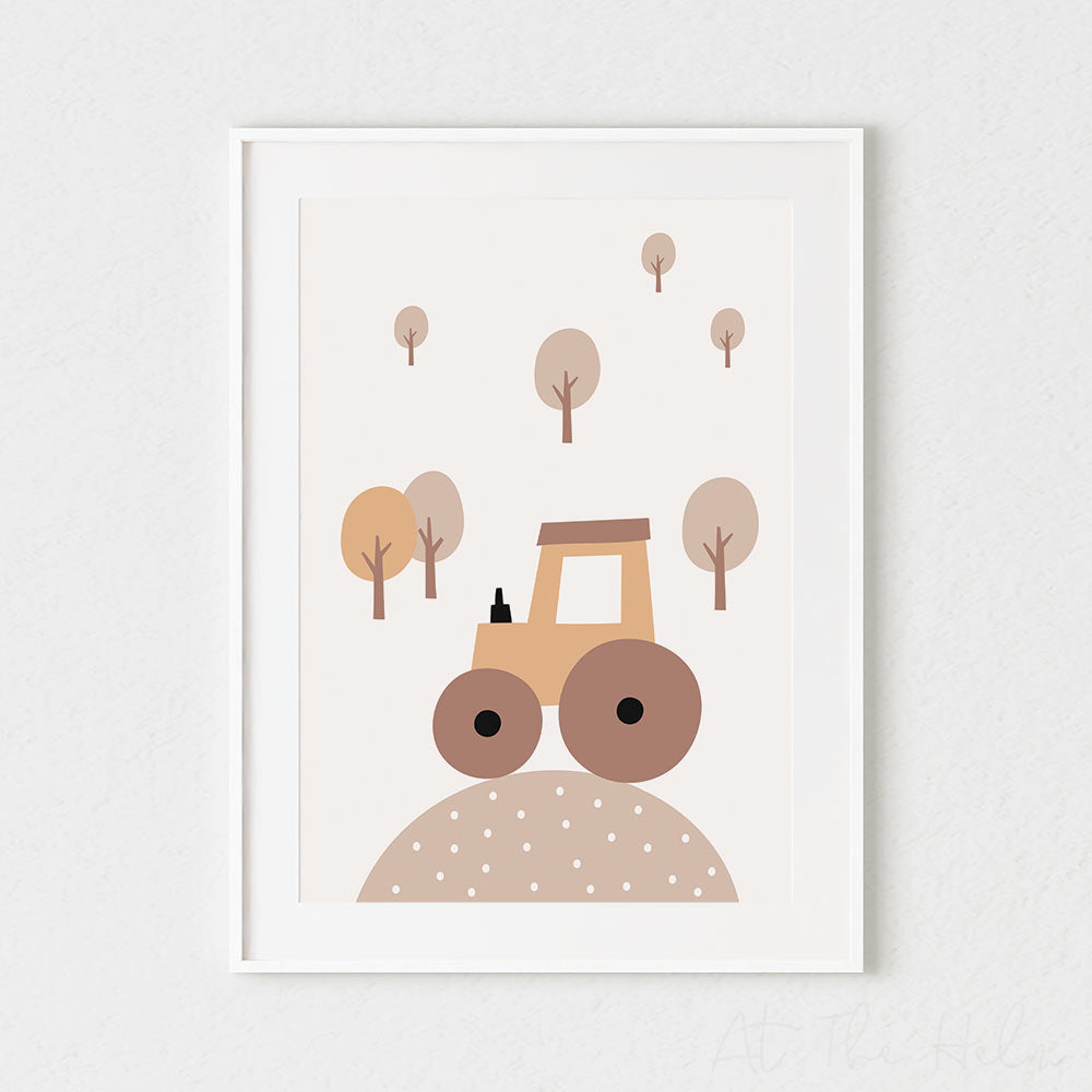 Children's Tractor Print - Nursery Wall Art - At The Helm NZ