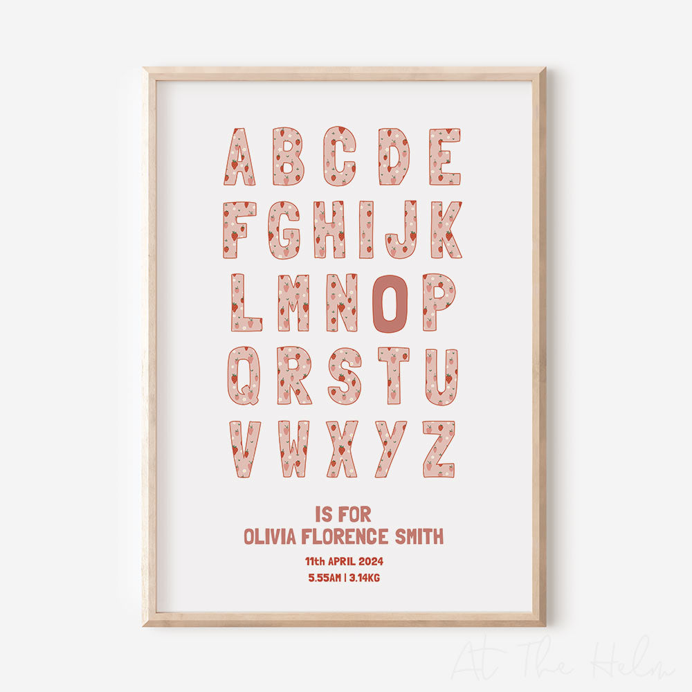 Alphabet Birth Details Print