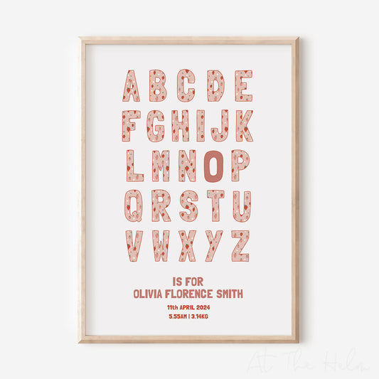 Alphabet Birth Details Print