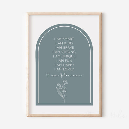 Children's Personalised Affirmation Plaque Print - Birth Flower