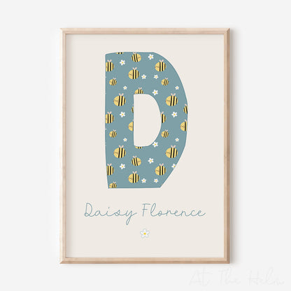 Bumblebee Initial Name Print