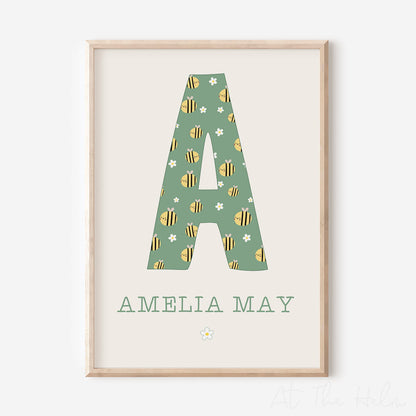 Bumblebee Initial Name Print