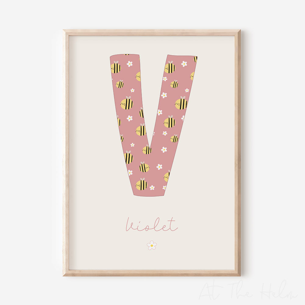 Bumblebee Initial Name Print