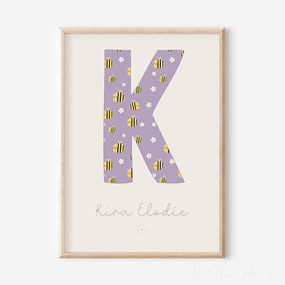 Bumblebee Initial Name Print