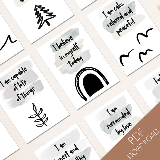 26 Printable Children's Forest-Themed Affirmation Cards - Digital Download (PDF)