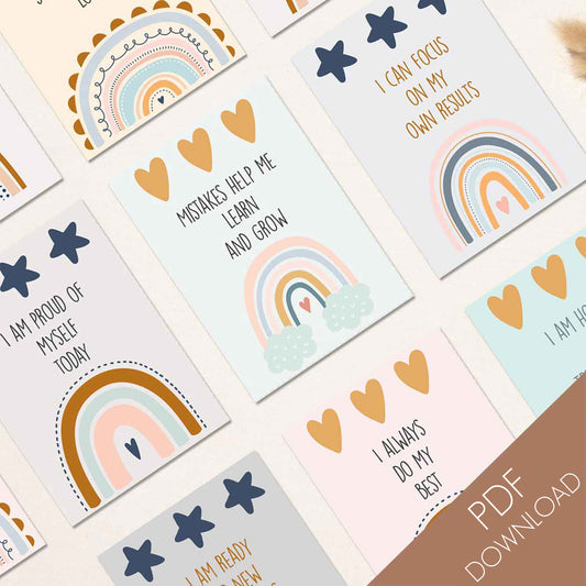 26 Printable Children's Rainbow Affirmation Cards- Digital Download (PDF)