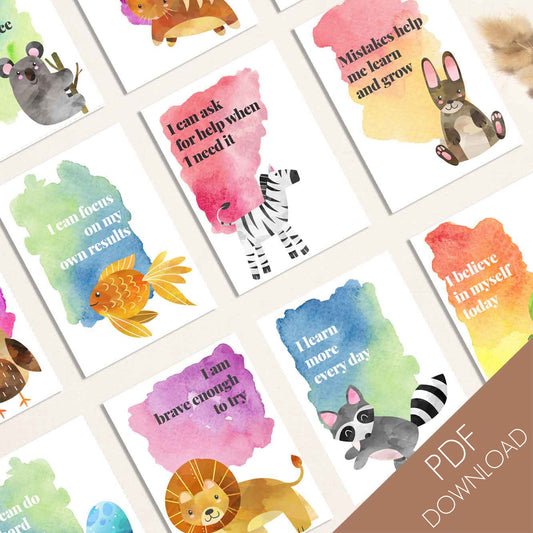 32 Printable Children's Affirmation Cards - Digital Download (PDF)