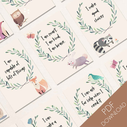 Forest Themed Printable Children's Affirmations PDF Digital Downloads - At The Helm NZ