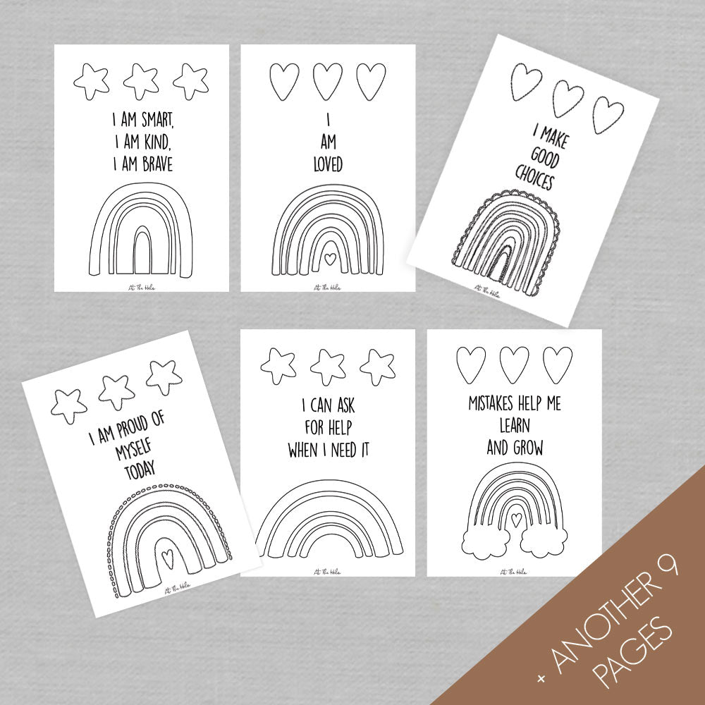 Children's Affirmation Colouring In Pages - 15 Printable PDF A4s