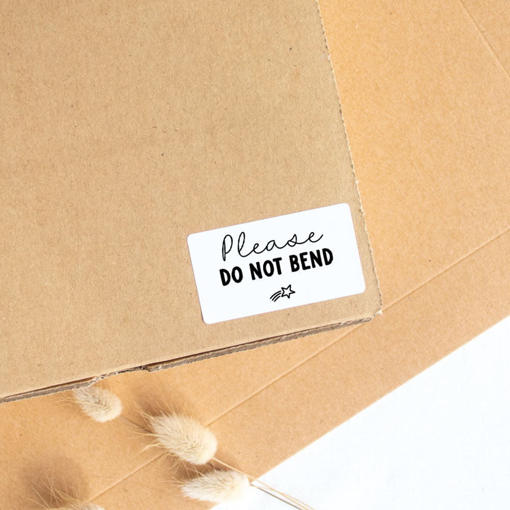 Please do not bend packaging stickers white with shooting star - At The Helm NZ