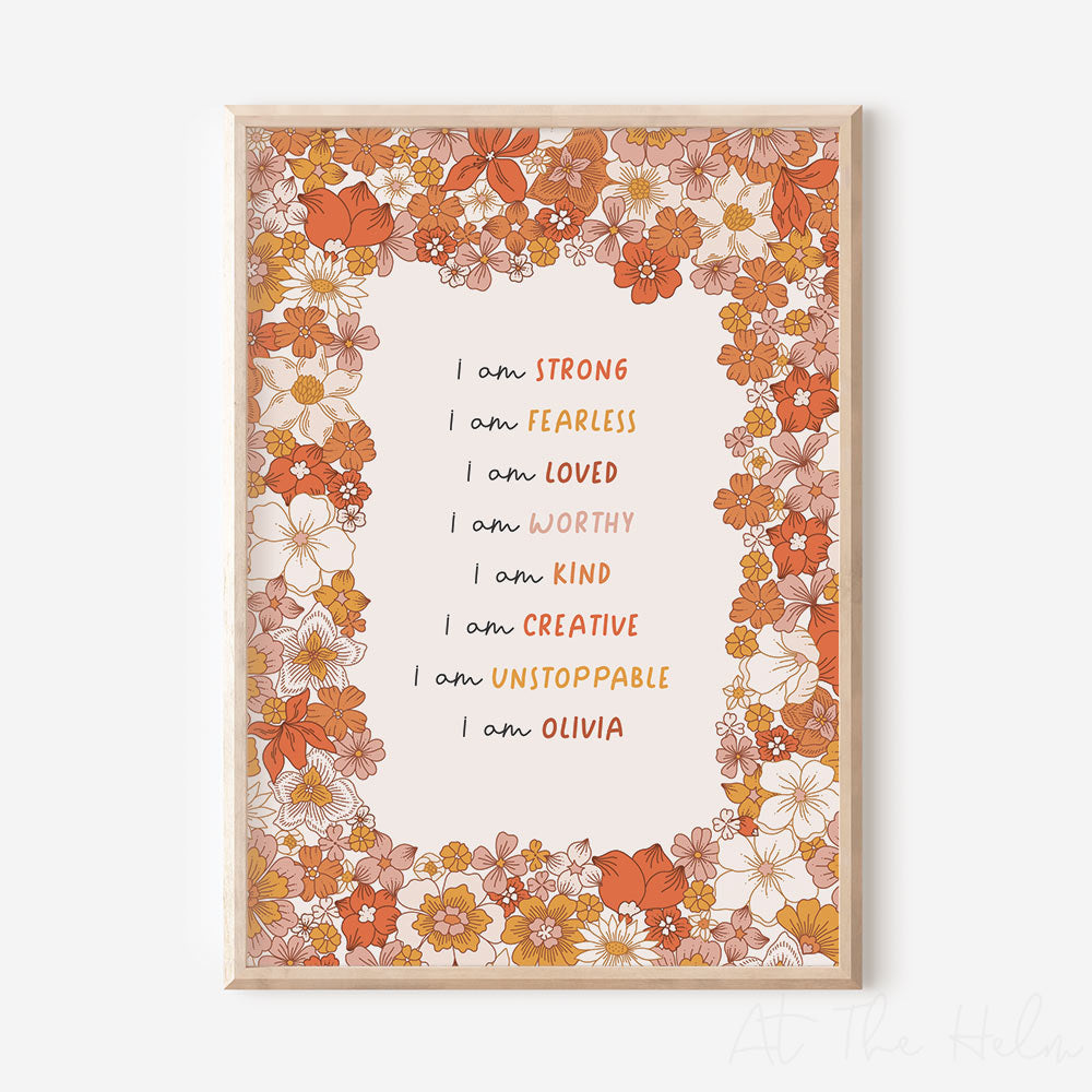 Retro Floral Children's Affirmations Print - At The Helm NZ