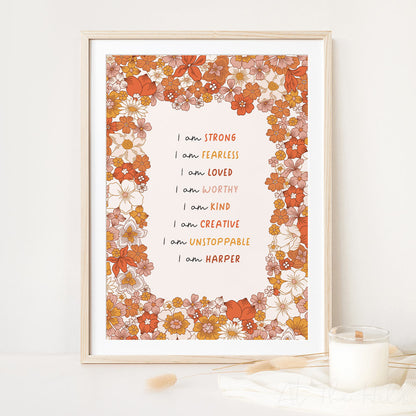 Retro Floral Children's Affirmations Print - At The Helm NZ