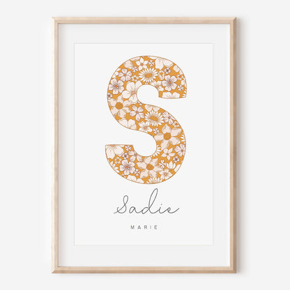 Floral Initial & Name Print