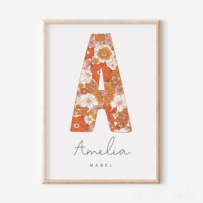 Floral Initial & Name Print