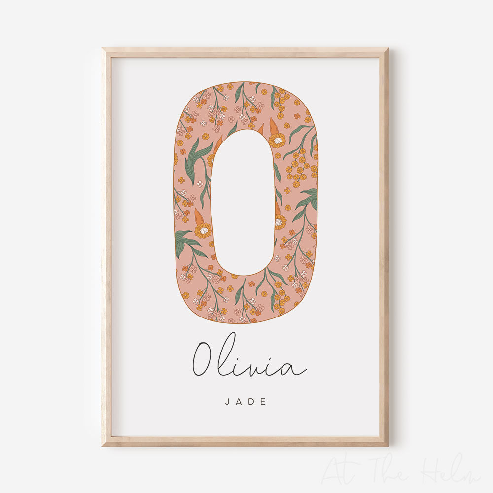 Floral Initial & Name Print