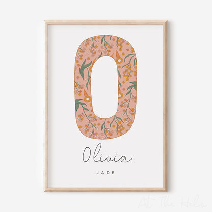 Floral Initial & Name Print