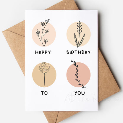 Happy Birthday Floral Greeting Card