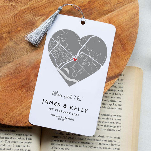 Heart Map Book Mark - Grey - At The Helm NZ