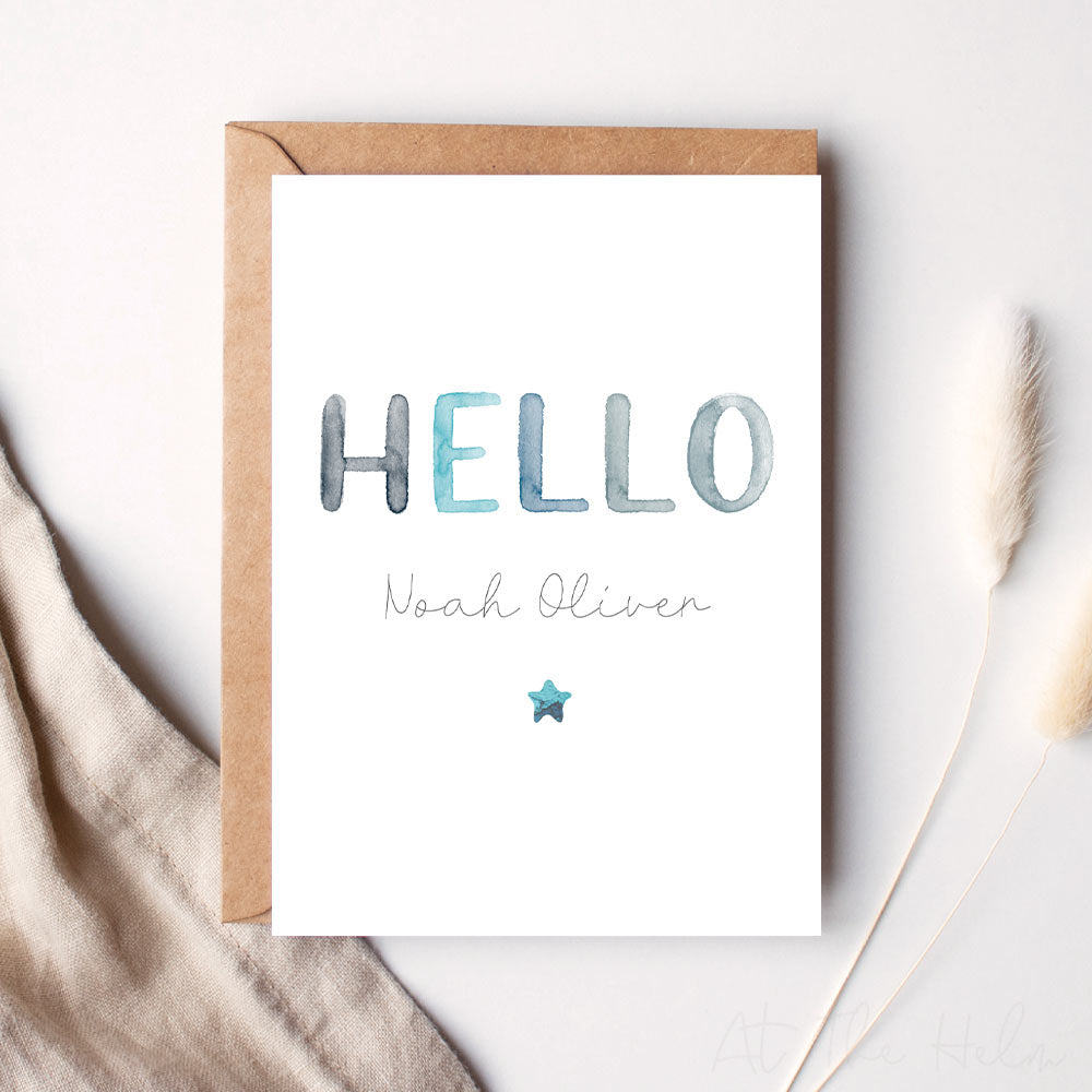 Personalised New Baby Watercolour Greeting Card