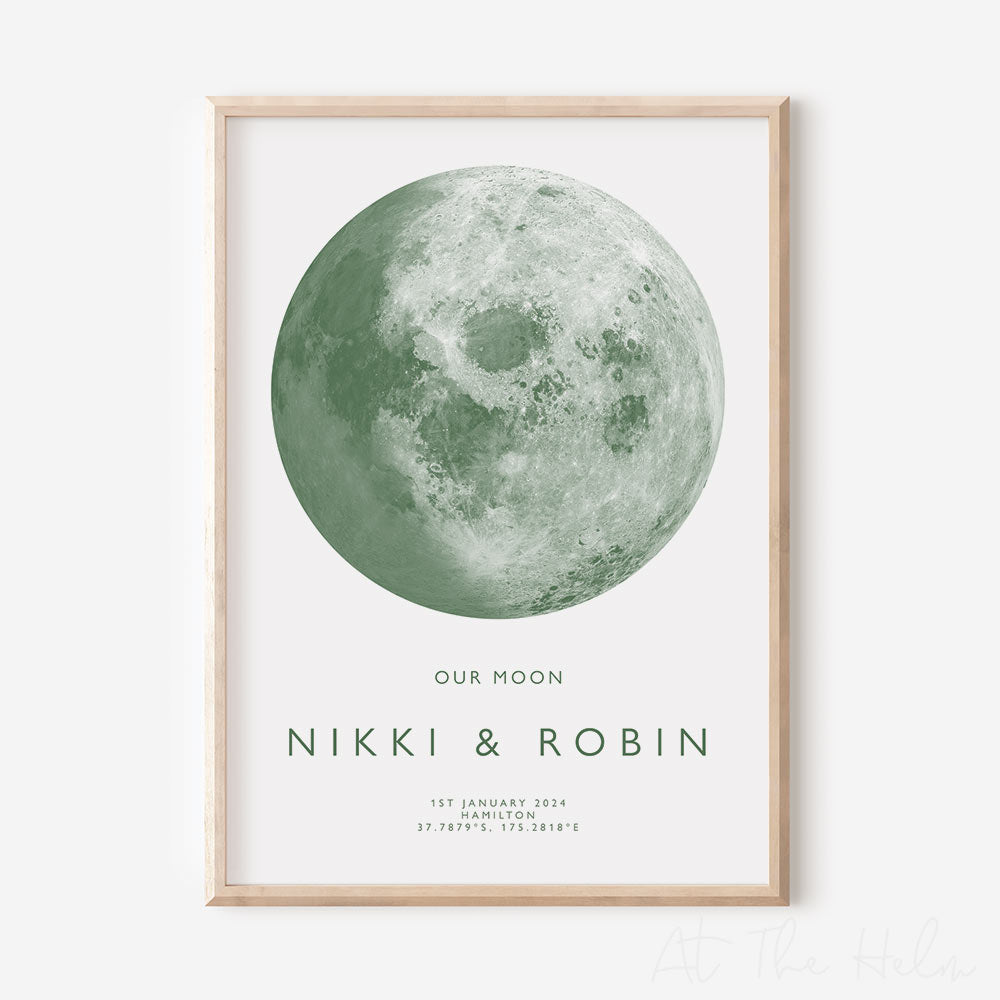 Green Custom Moon Phase Print - At The Helm NZ