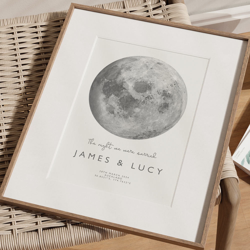 Grey Framed Custom Moon Phase Print - At The Helm NZ