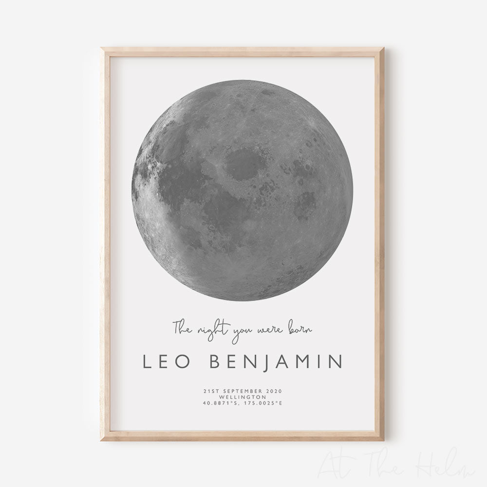 Grey Custom Moon Phase Print - At The Helm NZ