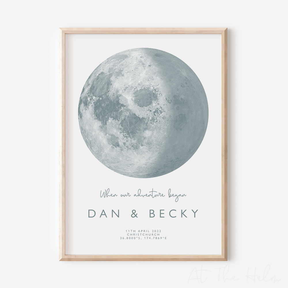 Light Blue Custom Moon Phase Print - At The Helm NZ