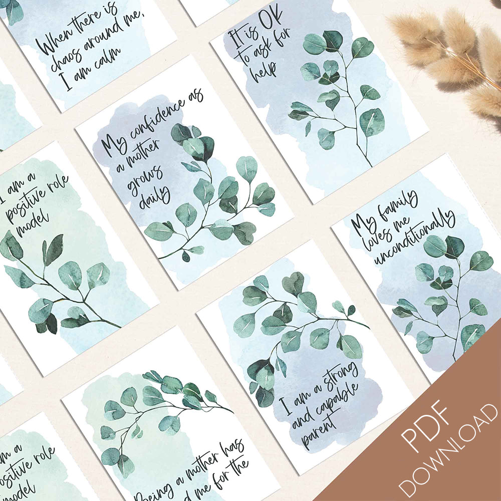 32 Printable Motherhood Affirmation Cards - Digital Download (PDF)