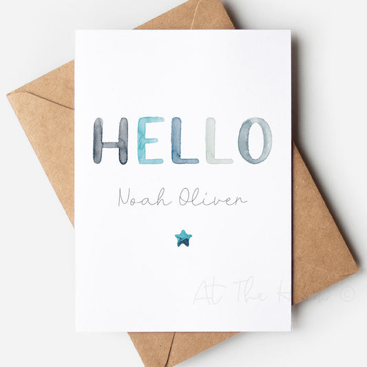 Personalised New Baby Watercolour Greeting Card