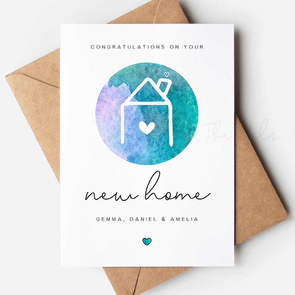 New Home Watercolour Greeting Card - Personalised