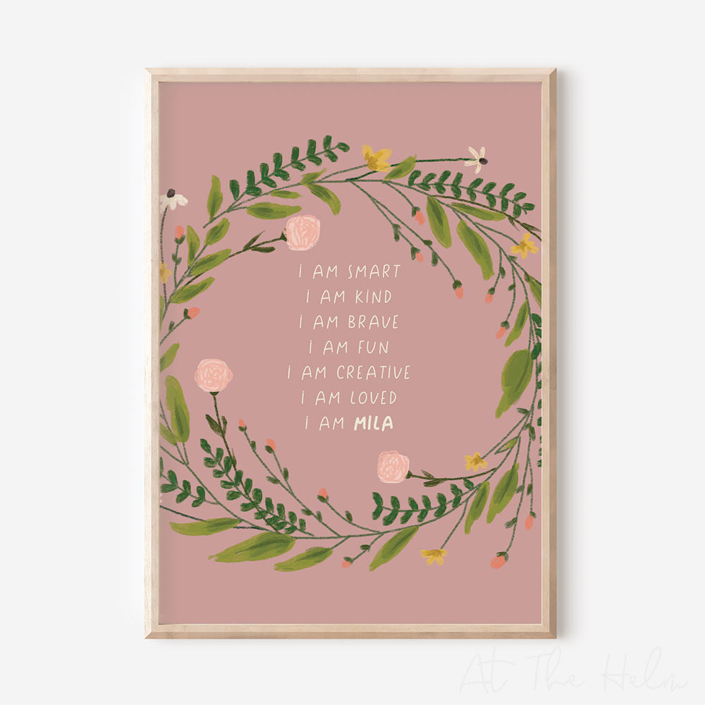 Summer Meadow Affirmations Print - Pink - At The Helm NZ