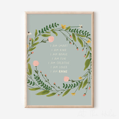 Summer Meadow Affirmations Print - Blue - At The Helm NZ