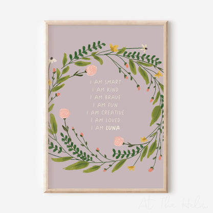 Summer Meadow Affirmations Print - Lilac - At The Helm NZ