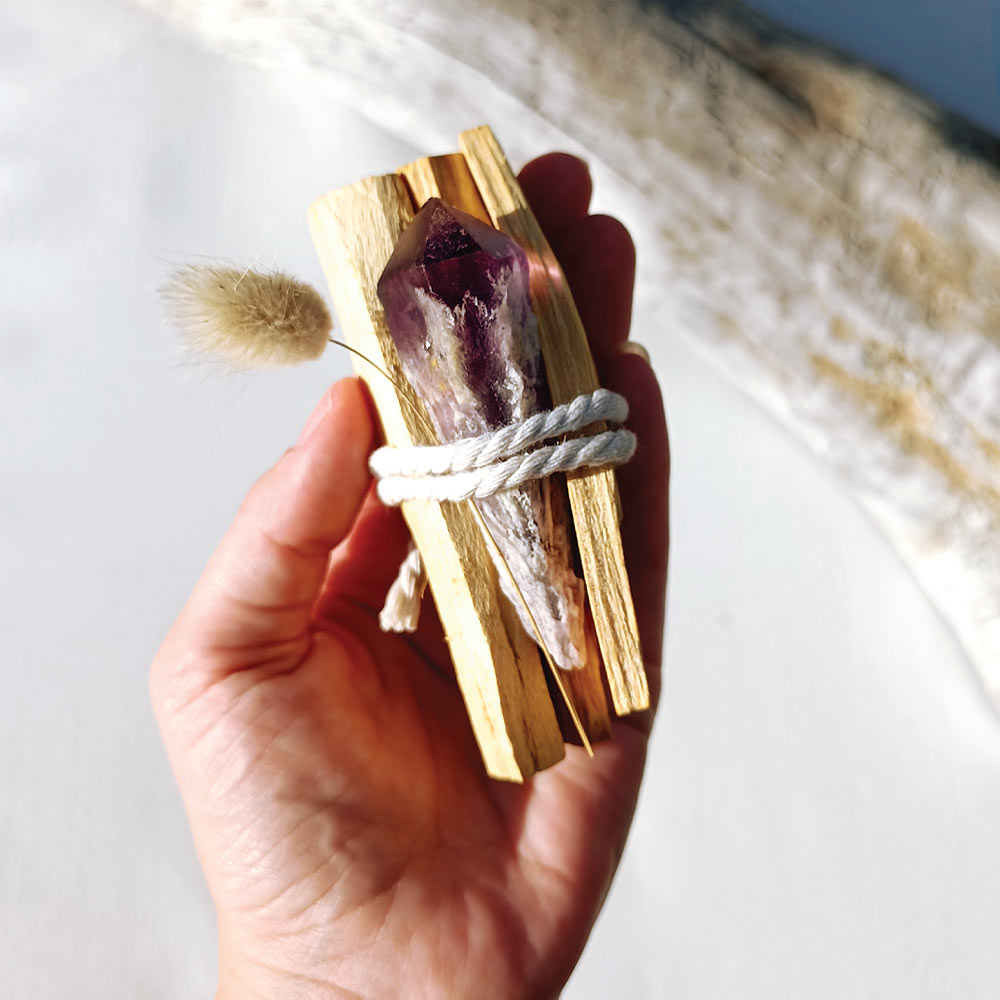 Self Care Affirmation Gift Set With Amethyst and Palo Santo - At The Helm NZ