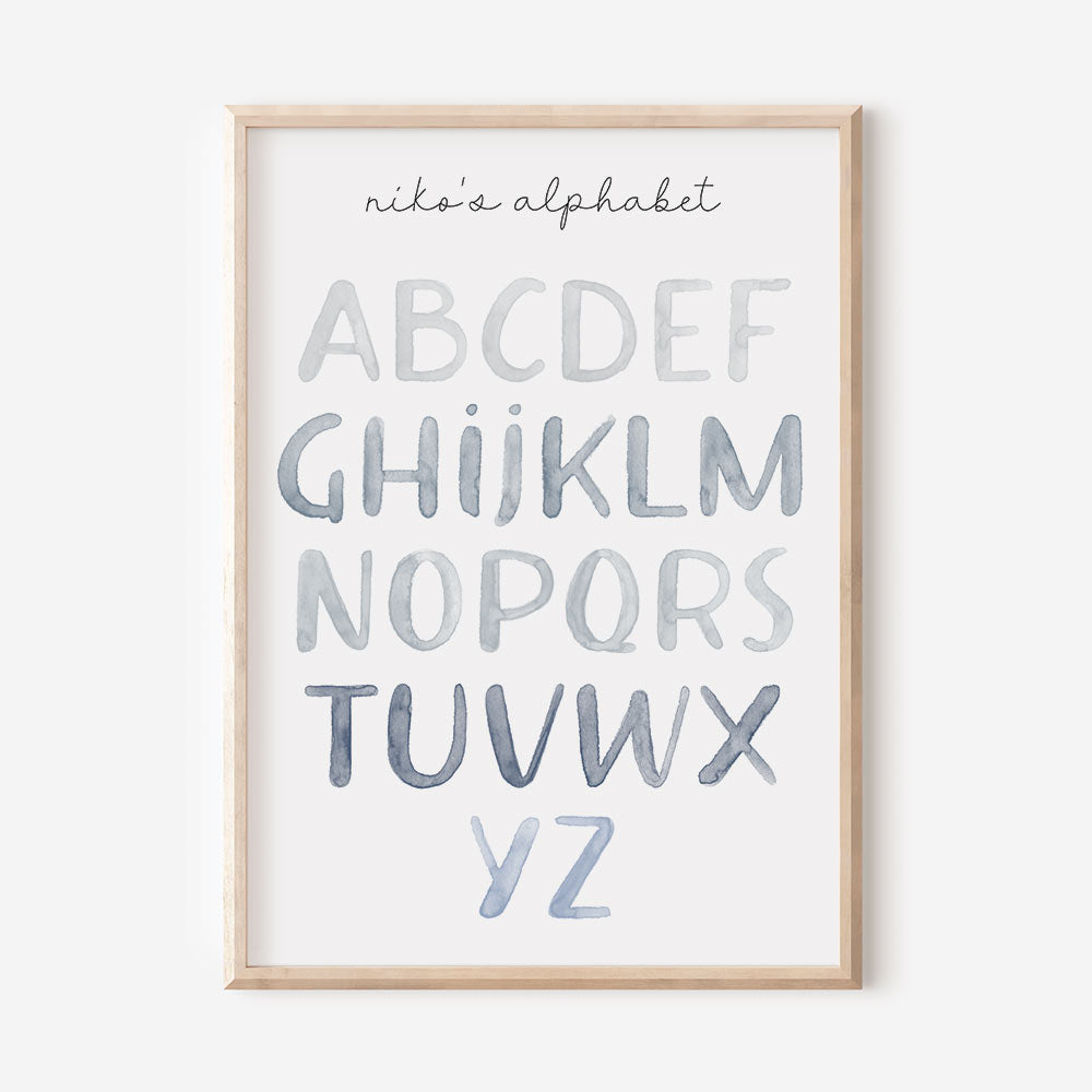 Personalised Watercolour Alphabet Print